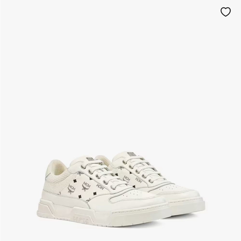 MCM Skyward Low-top Basketball Sneakers White Visetos Leather EU 43 US 10 - Picture 12 of 14